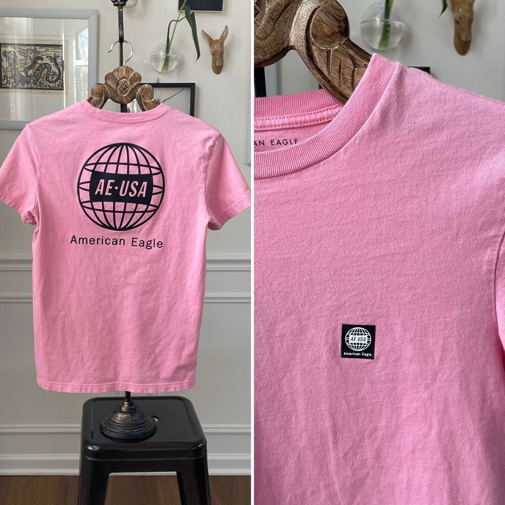 American Eagle Pink Short Sleeve Cotton Tshirt XS